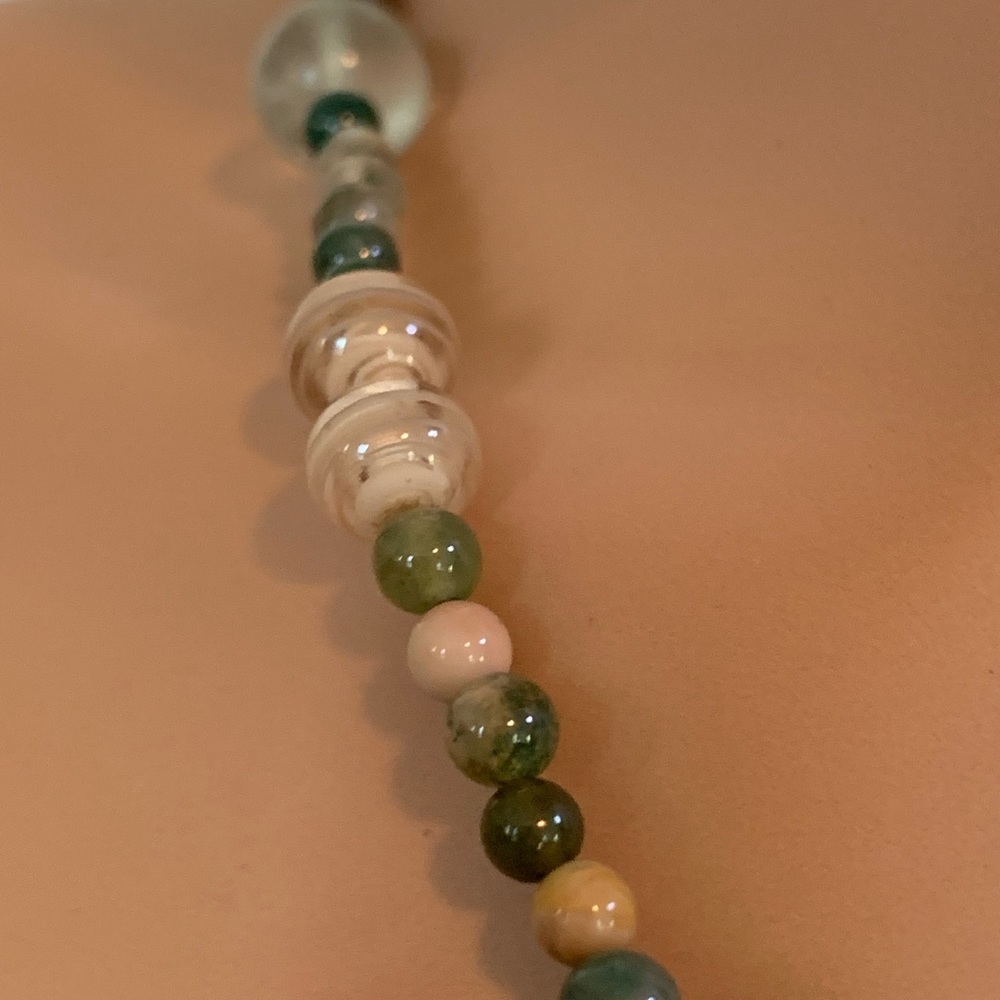 OOAK Murano Starfish w/Vintage Jade Jasper Agate Sea Glass Necklace - Picture 4 of 16
